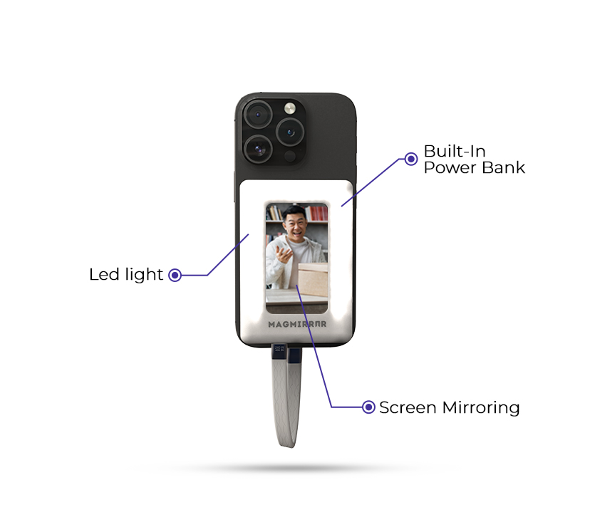 Annotated product view — preview, lighting, attachment, connection, replaceable cable, battery